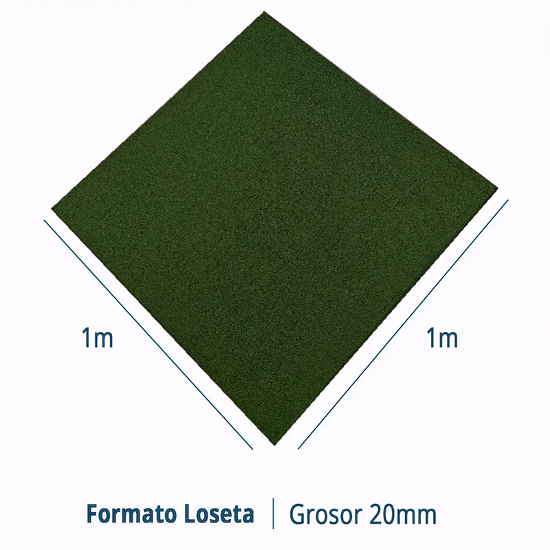 LOSETA DE CAUCHO 1x1m | 20mm |  DENSIDAD STANDARD  |  Verde |  Suelo Gimnasio  |  Halterofilia  |  Peso |  Crossfit  |  Exterior | Parques